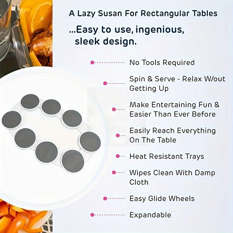 Rotating Lazy Susan Tray for Dining and Kitchen.