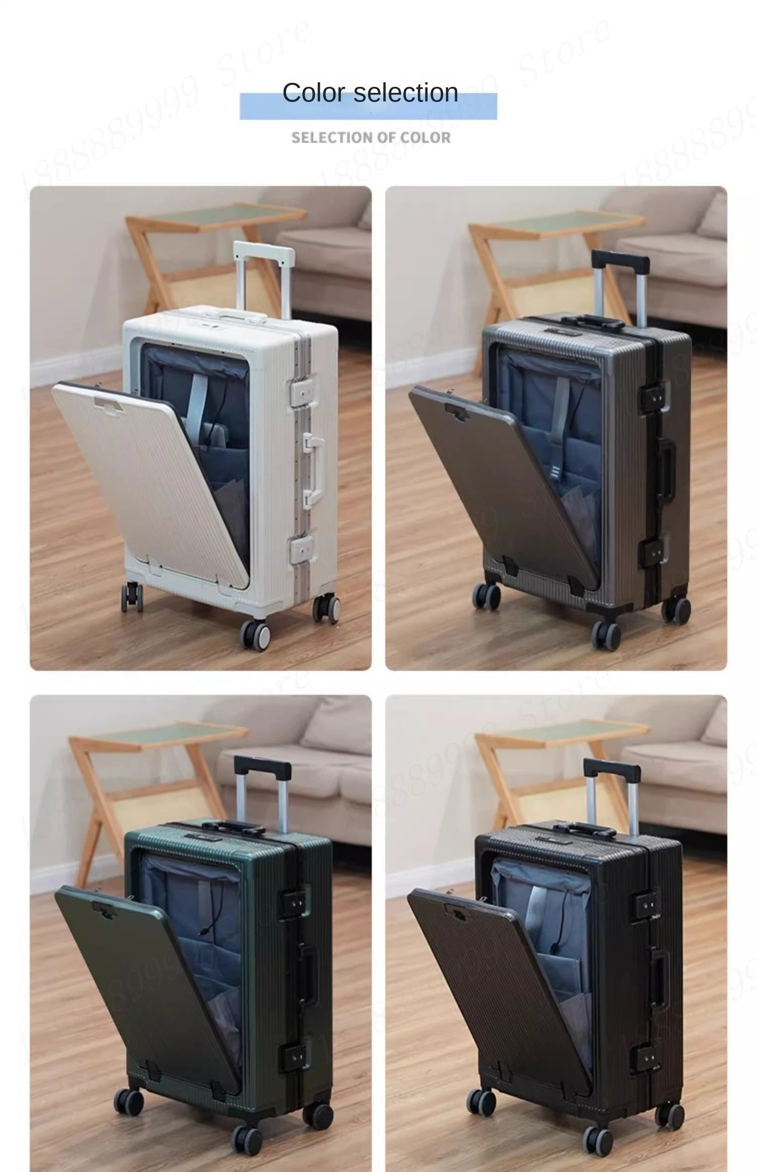 18/28 inches Front Opening Multifunctional Business Suitcase Aluminum Frame Trolley Case 20 Inches Boarding Luggage Trolley Case