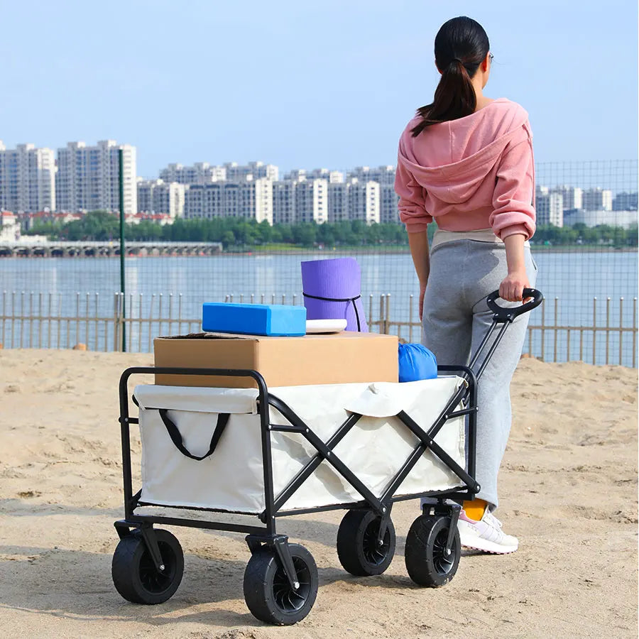 Collapsible Beach Cart – Portable, Heavy Duty, Large Capacity.