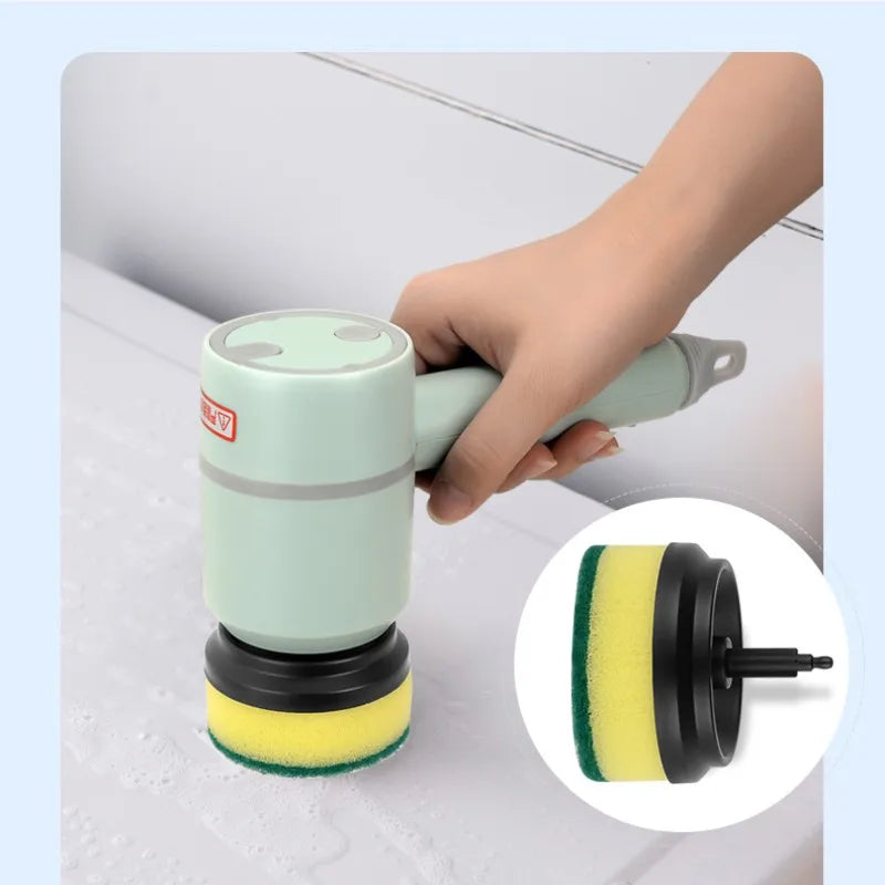 Multifunctional Electric Spin Scrubber - Rechargeable with 6 Brushes