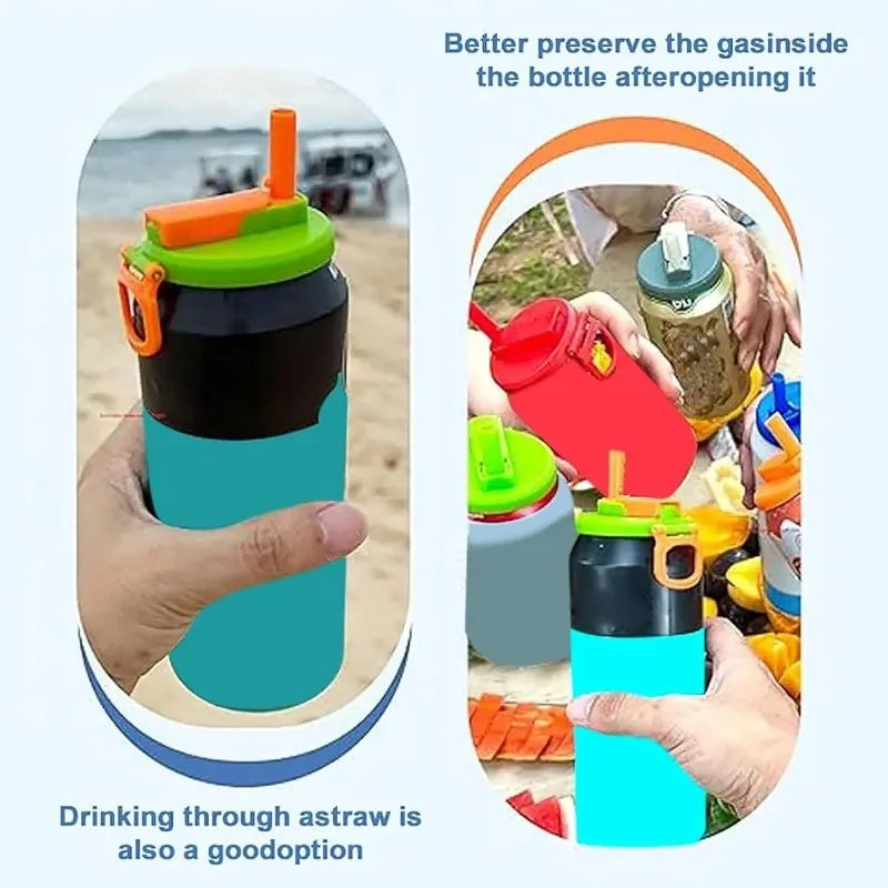 Reusable Silicone Lids & Straws for Cans – Travel Covers for Drinks