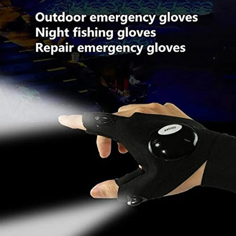 LED Flashlight Running Gloves - Waterproof Cycling & Hiking Lamp Gloves