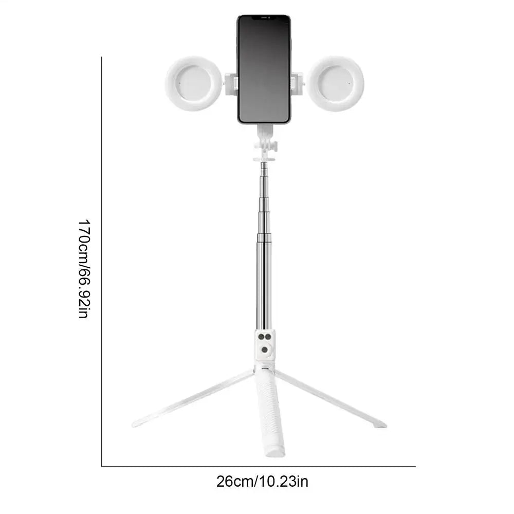 Selfie Stick Tripod with Light, 6-in-1 Multifunctional, Extendable Tripod Stand.