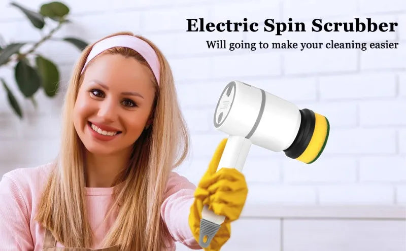 Multifunctional Electric Spin Scrubber - Rechargeable with 6 Brushes