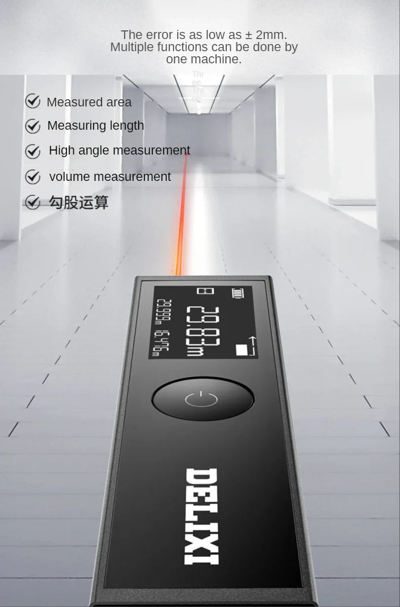 New Xiaomi DELIXI Laser Rangefinder Portable Electronic Ruler Handheld Distance Meter LED Display Digital Indoor Measuring Tools