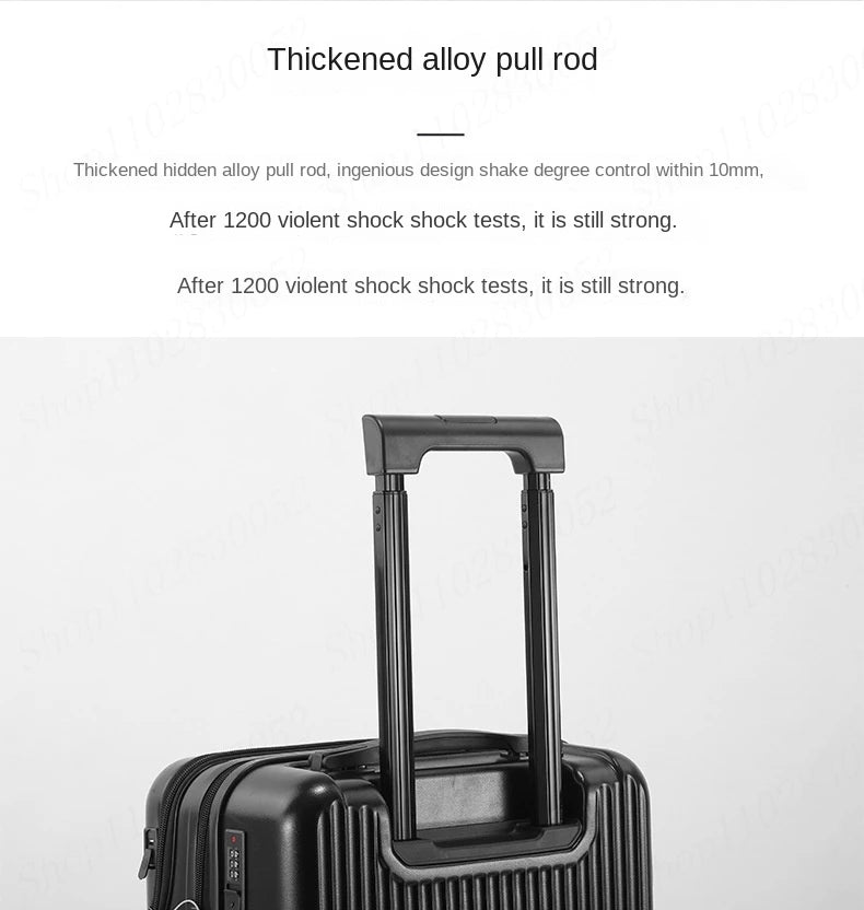 New Upgrade Suitcase Front Opening Luggage with USB Cup Holder Female 20" Small Trolley Case 24" 26" Male Suitcase Trip Cabin