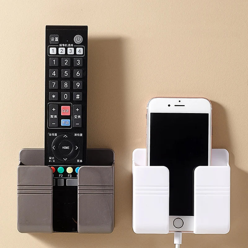 1-4pcs Wall Mounted Storage Box Multifunction Punch Free Organizer TV Remote Control DIY Mobile Phone Plug Charging Holder Stand