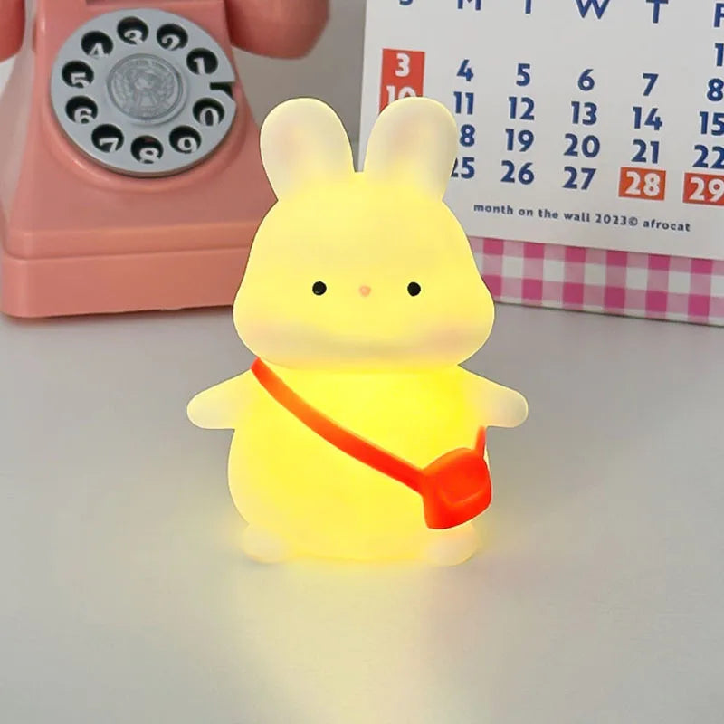 Cute Fruit LED Night Light – USB Rechargeable, Touch Sensor, Bedroom Decor.