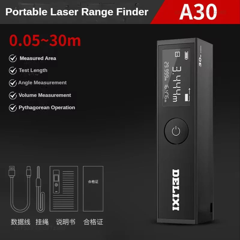 New Xiaomi DELIXI Laser Rangefinder Portable Electronic Ruler Handheld Distance Meter LED Display Digital Indoor Measuring Tools