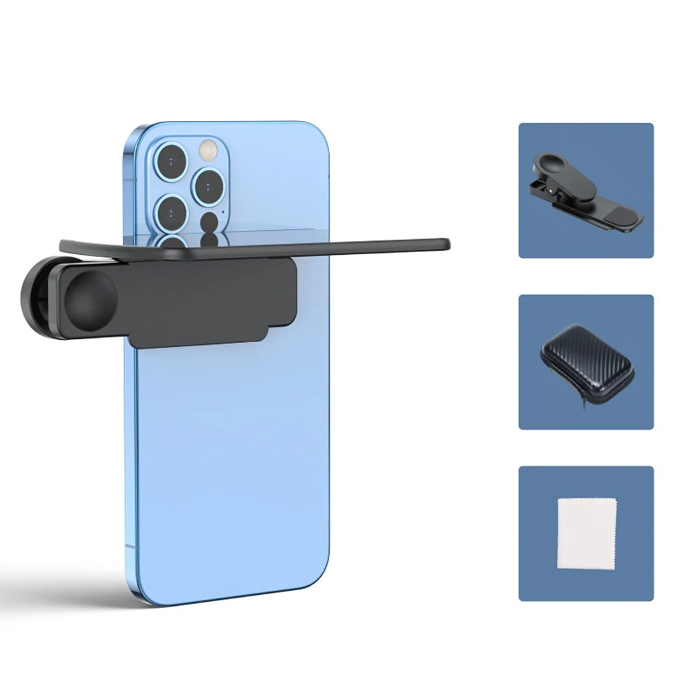 Portable Camera Mirror Clip Kit for Smartphones with Bag & Cloth