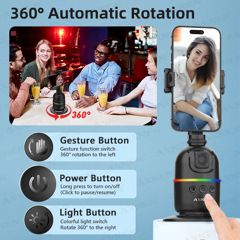 Smart Auto Face Tracking Gimbal for Phones & Cameras, 360 Rotation, Vlog Kit