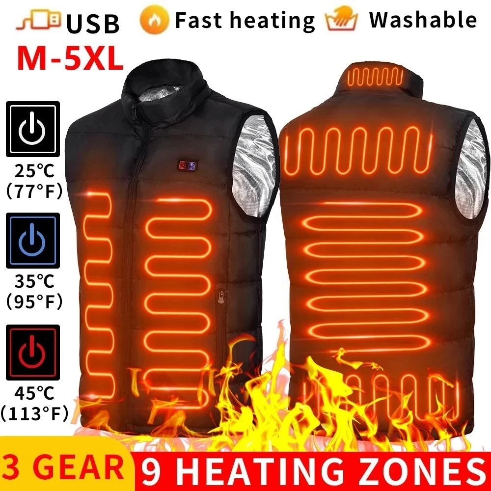 USB Heated Jacket with 9 Zones for Men & Women