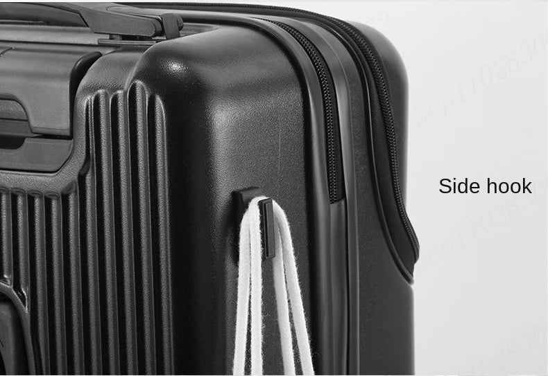 New Upgrade Suitcase Front Opening Luggage with USB Cup Holder Female 20" Small Trolley Case 24" 26" Male Suitcase Trip Cabin