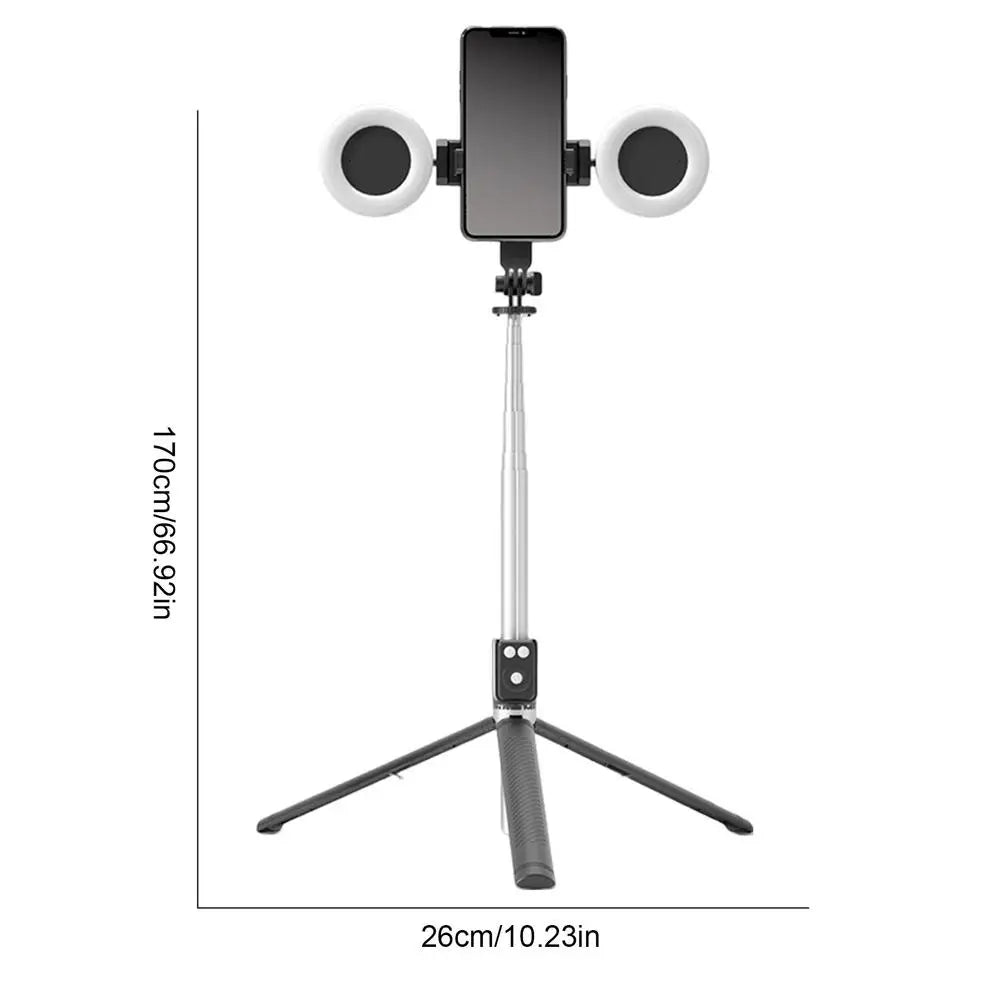 Selfie Stick Tripod with Light, 6-in-1 Multifunctional, Extendable Tripod Stand.