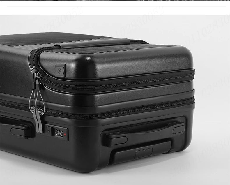 New Upgrade Suitcase Front Opening Luggage with USB Cup Holder Female 20" Small Trolley Case 24" 26" Male Suitcase Trip Cabin