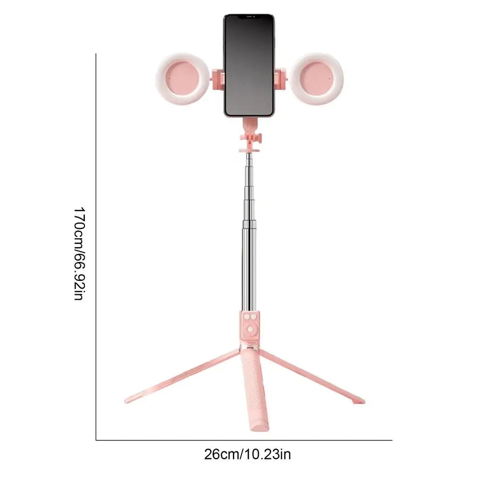 Selfie Stick Tripod with Light, 6-in-1 Multifunctional, Extendable Tripod Stand.