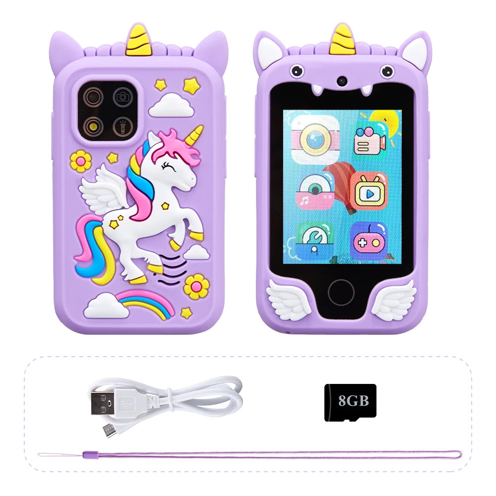 Kids Muscial Smart Phone Toys Cartoon Unicorn Touchscreen Baby Mobile for Girls Boys Educational Toys Birthday Christmas Gifts